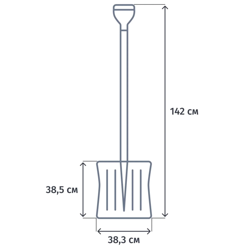 Лопата для уборки снега пластик/ковш 380x385x1420мм деревян/черенок_6157453