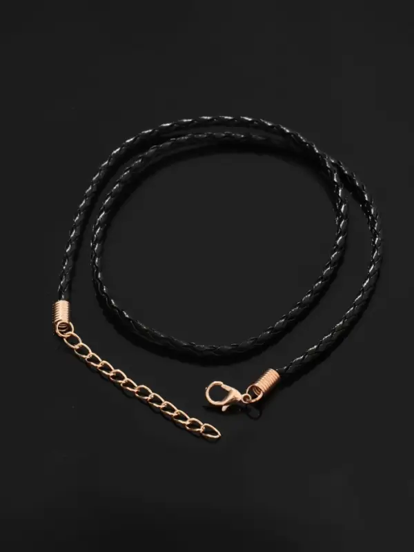 Шнурок кожаный d=3 мм, 45 см, чёрный в золоте, косичка Шнурок кожаный d=3 мм, 45 см, чёрный в золоте, косичка