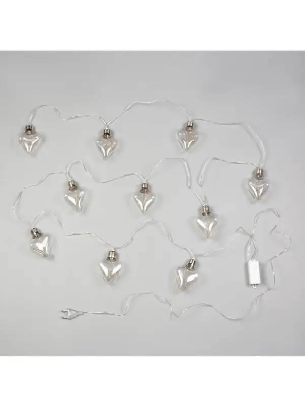 Гирлянда &laquo;Нить&raquo; 3 м с насадками &laquo;Лампочки сердца&raquo;, IP20, прозрачная нить, 80 LED, свечение белое, 8 режимов, 220 В