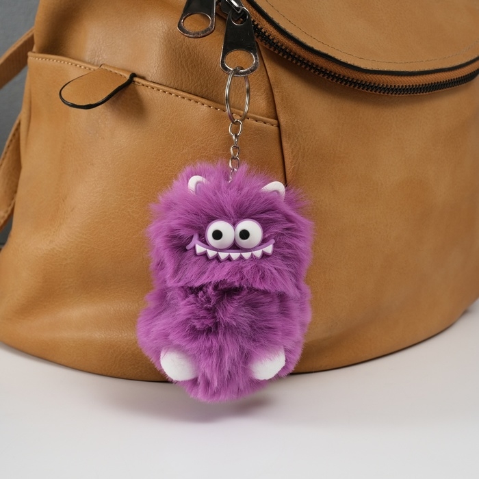 Пушистик на кольце Пушистик на кольце "Монстр зубастик" фиолетовый 10х8х8 см