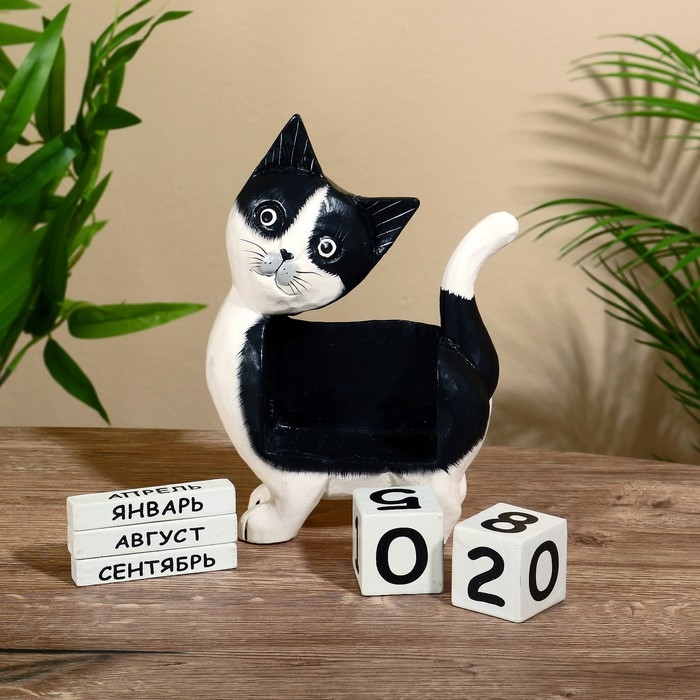 Вечный календарь Вечный календарь "Котик" дерево 15х22х6 см