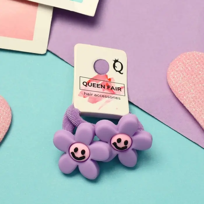 Резинки для волос «Крошка», набор 2 шт., цветочек, 3 см, сиреневые Резинки для волос «Крошка», набор 2 шт., цветочек, 3 см, сиреневые