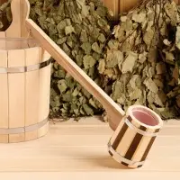 Ковш - черпак для бани и сауны, 300 мл, 50 см, деревянный, с пластиковой вставкой, &laquo;Добропаровъ&raquo;