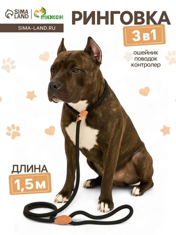 Ринговка для собак, 150&times;1 см, чёрная