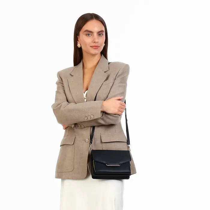 Сумка женская мессенджер на магнитах, 20&times;4&times;13 см, чёрная