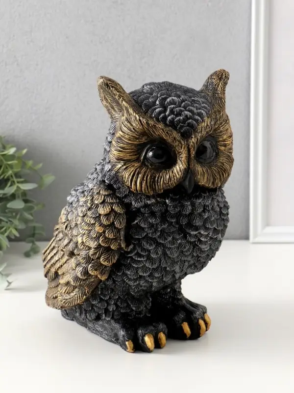 Копилка (гипс) Филин Большой серебро-золото 26х18х21 см