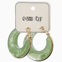 Серьги-кольца акрил "Тренд", цвет нефритовый в золоте