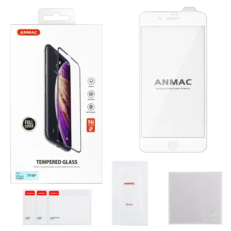 Защитное стекло iPh 7/8 Plus Full Cover ANMAC белое Арт.1137112