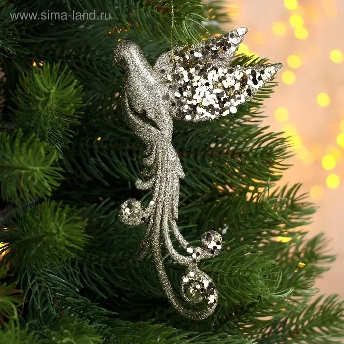 Ёлочная игрушка &laquo;Зимнее волшебство. Птица&raquo; пластик, сияние 9.5&times;16 см, золото