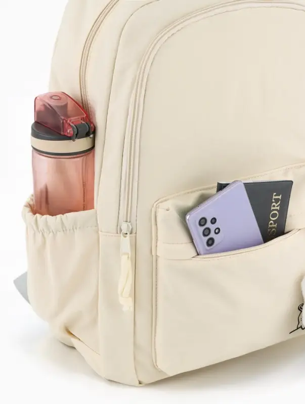 Рюкзак школьный &laquo;Зайчик&raquo;, однотонный, для девочки, 31&times;13&times;48 см, сливочный