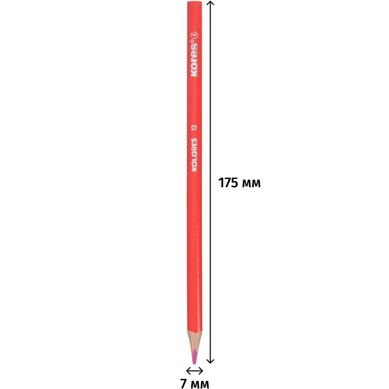Карандаши цветные KOLORES трехгр. 12шт/наб + 1 ч/г,точилка,карт.тубус 93319