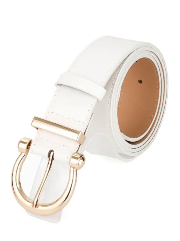 Ремень жен, 07-01-01-01, 4*0,3*110 см, без винта, пряжка золото, 1 прокол, белый
