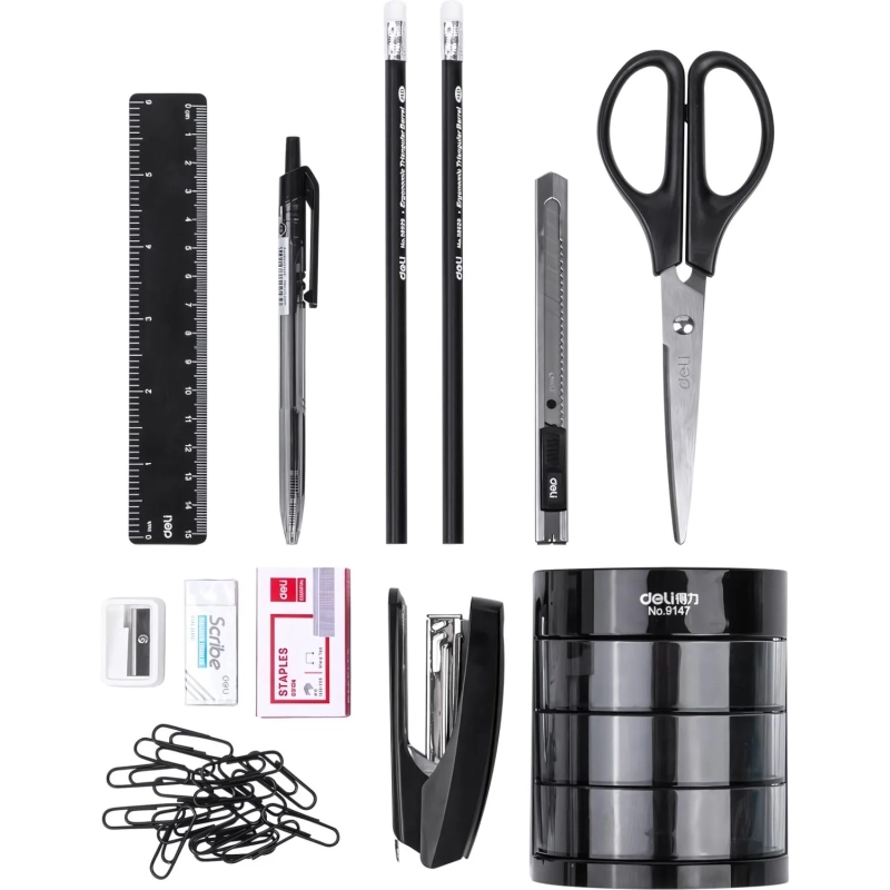 Набор настольный Deli E38253 12 предметов черный