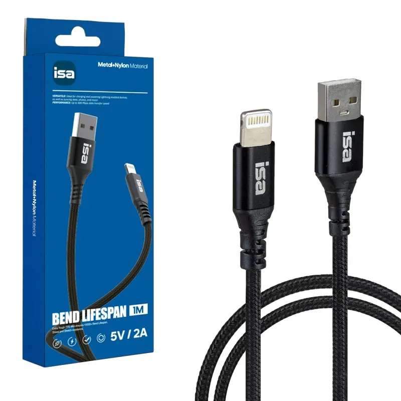 Кабель USB на Lightning 1m 2A BX-4 ISA черный