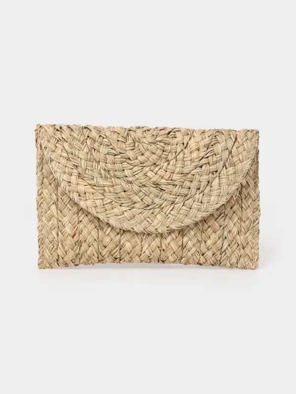 Сумка клатч плетёная из сиграсса, 26&times;16&times;3 см, бежевая