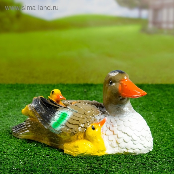 Садовая фигура из гипса «Утка с утятами», 15×32×12 см
