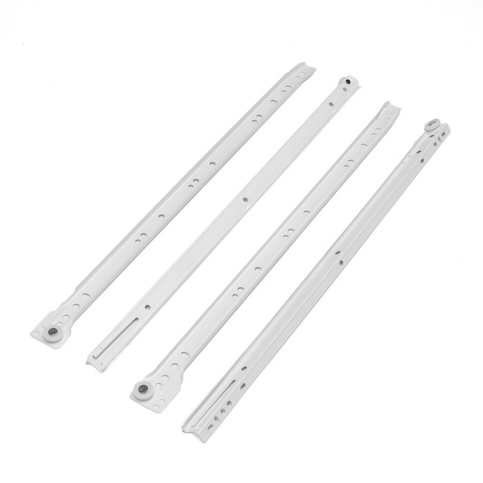 Роликовые направляющие ТУНДРА, L=500 мм, толщина 0,8 мм, белые, 2 шт. Роликовые направляющие ТУНДРА, L=500 мм, толщина 0,8 мм, белые, 2 шт.