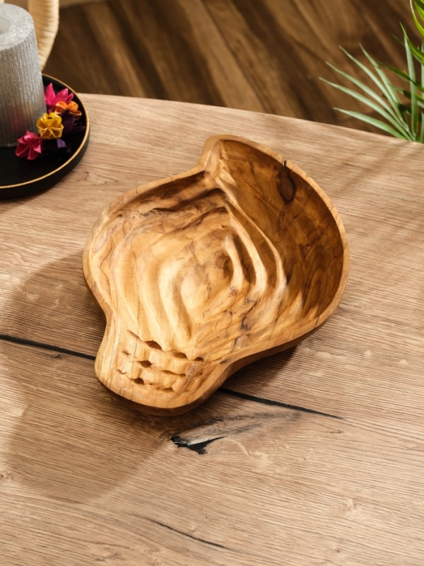 Тарелка "Древесная кора" дерево Джати, 28х21х5 см, цв. коричневый