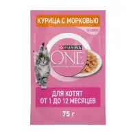 Влажный корм Purina One для котят, курица/морковь, 75 г