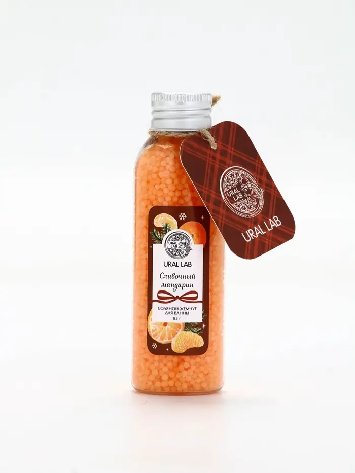 Жемчуг для ванны во флаконе, 85 г, аромат сливочный мандарин,URAL LAB Жемчуг для ванны во флаконе, 85 г, аромат сливочный мандарин,URAL LAB