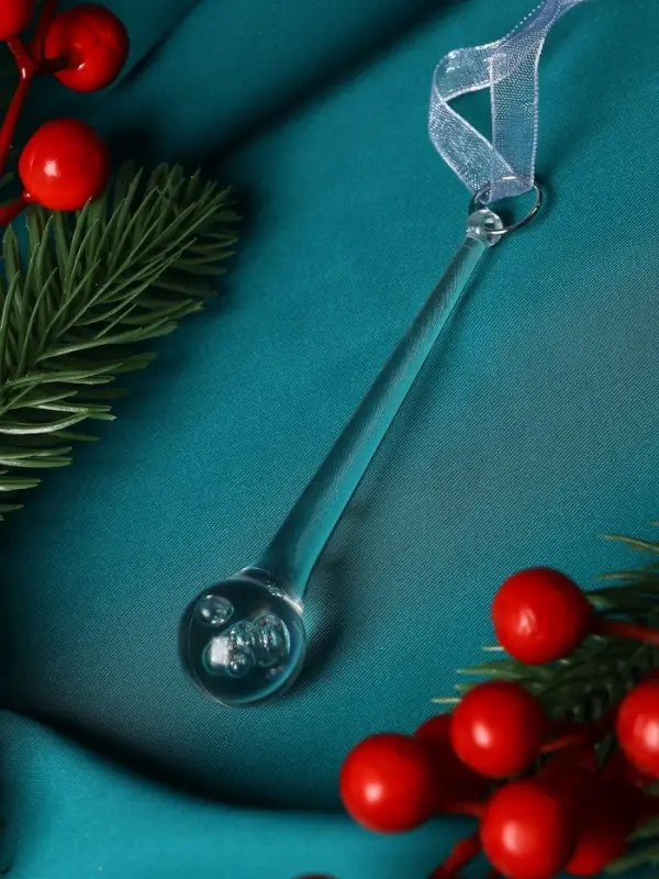 Украшение ёлочное "Льдинка" сосулька-капелька, 9,5х2 см, прозрачный