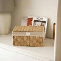 Корзина для хранения с крышкой SL Home, плетёная, ручной работы, 35&times;25&times;19 см, МИКС узора