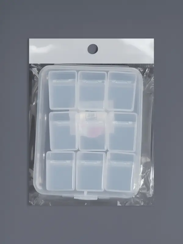 Органайзер для хранения мелочей, 9 баночек, в контейнере, 11.5&times;9&times;2.7 см, прозрачный