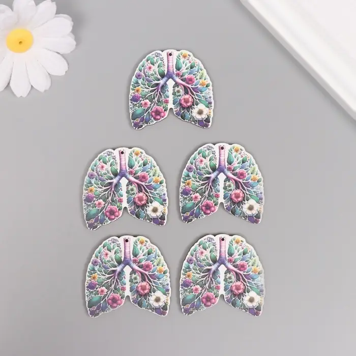 Декор для творчества дерево Декор для творчества дерево "Лёгкие. Цветы" 4,2х4,4х0,3 см