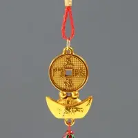 Подвеска пластик, текстиль &laquo;Китайская монета на слитке ямб с арахисом&raquo;, 30 см