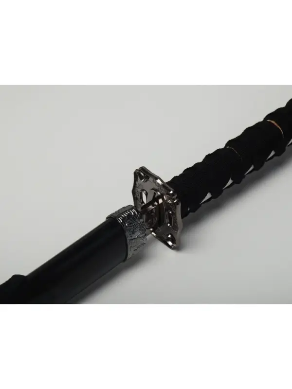 Макет оружия &laquo;Сувенирные катаны на подставке 2в1. Чёрный глянец&raquo;, подарочный набор, ножны дерево, 78 см; 103 см