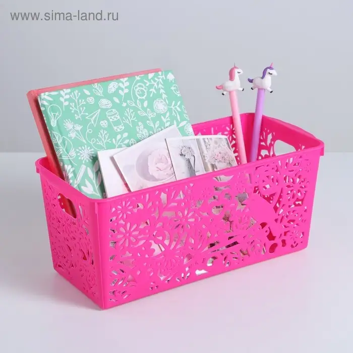 Корзинка пластиковая для хранения «Птицы», 28×12×11,5 см, цвет МИКС Корзинка пластиковая для хранения «Птицы», 28×12×11,5 см, цвет МИКС