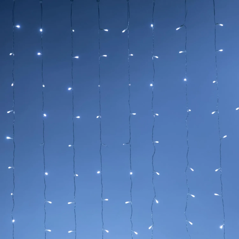 Электрогирлянда Дождь 2x2 м 400LED мерц. IP44 отсоед. нити хол.бел.HD-YW02