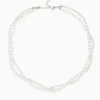 Бусы 2 яруса &laquo;Рошель&raquo;, подвеска капля на цепочке, шар №12, L=42 см, белые в серебре