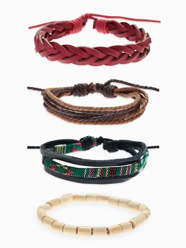 Набор браслетов &laquo;Радужный&raquo;, 4 шт. кожа, цветной, d=8 см