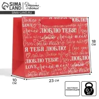 Пакет подарочный ламинированный, упаковка, &laquo;Люблю&raquo;, MS 23&times;18&times;10 см