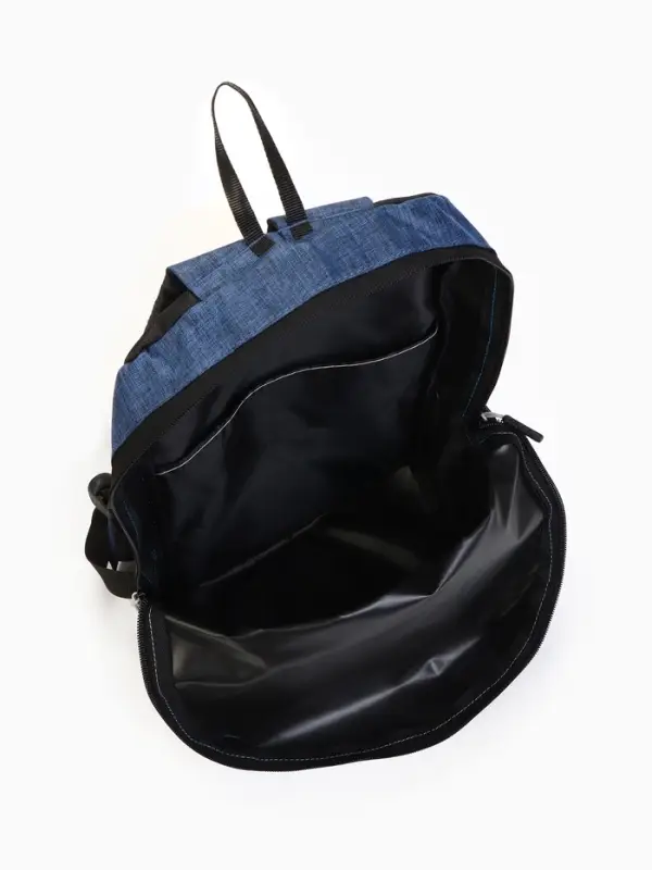 Рюкзак молодёжный на молнии, водонепроницаемый, с карманами, размер 22&times;12&times;35 см, синий