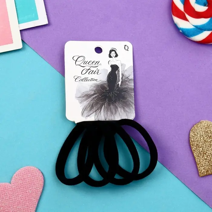 Резинка для волос Резинка для волос "Амелия" (набор 4 шт) изящность, 4 см, чёрный