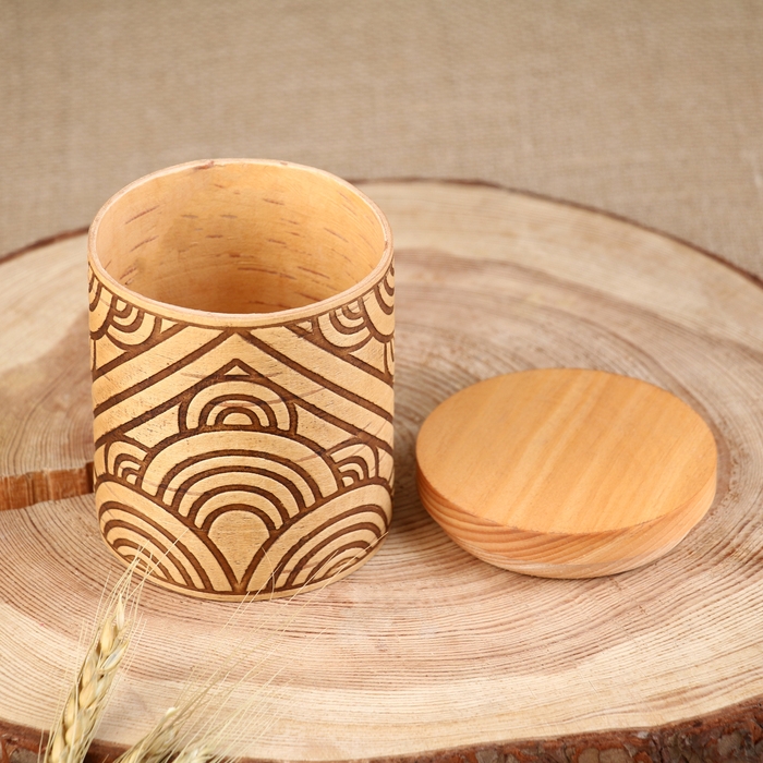 Туес для специй &laquo;Орнамент&raquo;, мёд, 8х8х10 см, 300 мл, береста