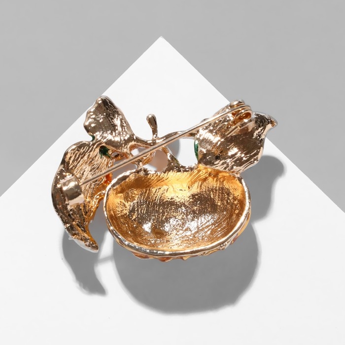 Брошь «Тыковка» с листьями, цвет жёлто-зелёный в золоте Брошь «Тыковка» с листьями, цвет жёлто-зелёный в золоте