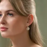 Серьги пластик &laquo;Майорика&raquo;, круг, белые в серебре