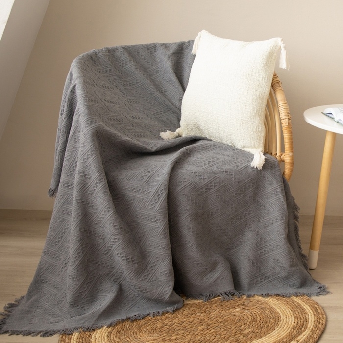 Плед SL Home Warm, 130*180 см, цв.темно-серый, 80%хлопок, 20% п/э Плед SL Home Warm, 130*180 см, цв.темно-серый, 80%хлопок, 20% п/э