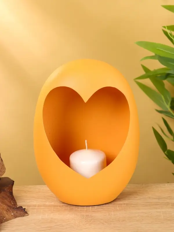 Подсвечник в форме сердца текстурный «Песок», 16.5×8.5×22 +/- 1 см