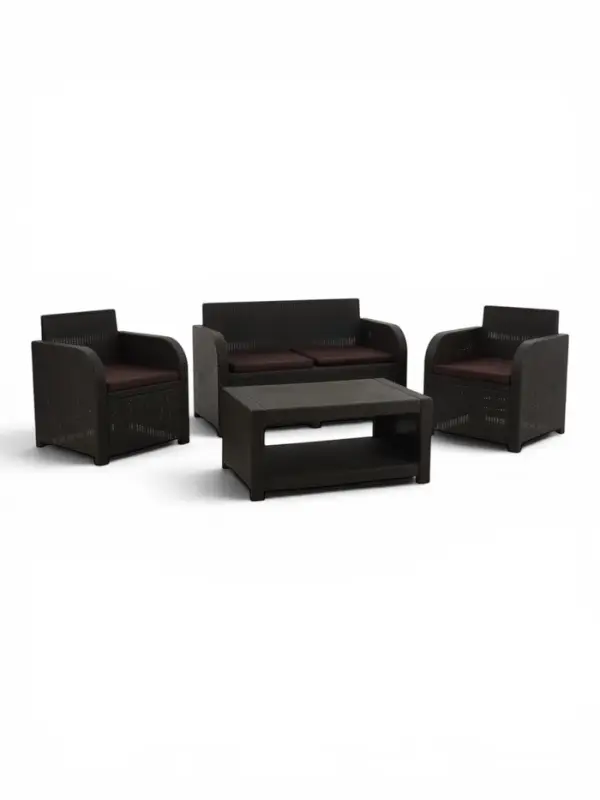 Комплект мебели Decorona DeRattan (диван 2-х местный,2 кресла,стол низкий) теплый орех