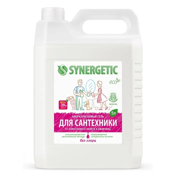 Чистящее средство Synergetic, гель, для сантехники, без хлора, 5 л
