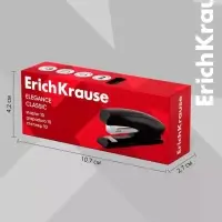 Степлер канцелярский № 10, ErichKrause Elegance, до 20 листов, встроенный антистеплер, черный