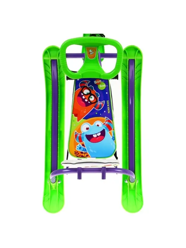 Снегокат &laquo;Twiny1+&raquo; с монстриками, со спинкой, зелёный, фиолетовый, TW1+/МН Nika Kids
