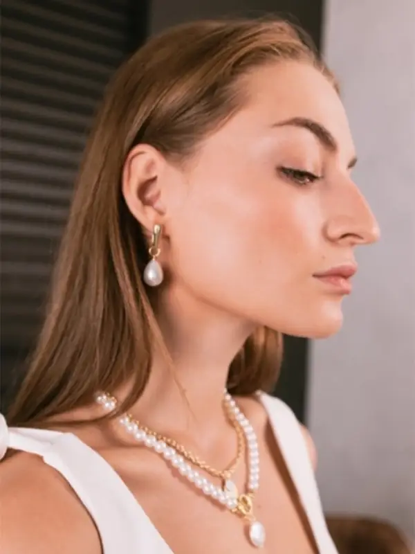 Серьги с жемчугом &laquo;Грейс&raquo;, пухлая капля, белые в золоте