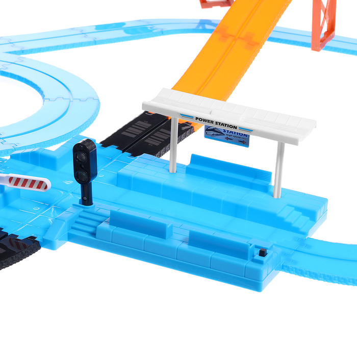 Автотрек железная дорога &laquo;Большое путешествие&raquo;, с машинкой и поездом, перекресток, светофор