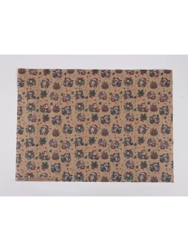Бумага упаковочная бурый крафт &laquo;Котик&raquo;, 50&times;70 см