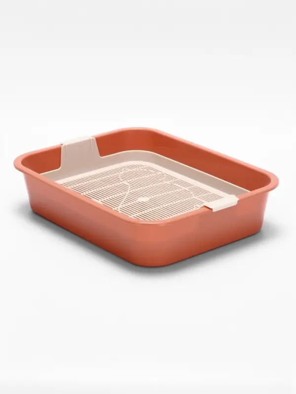 Туалет для кошек &laquo;Мур-мяу&raquo;, 33&times;25&times;7 см, с сеткой, пластик, цвет коралловый